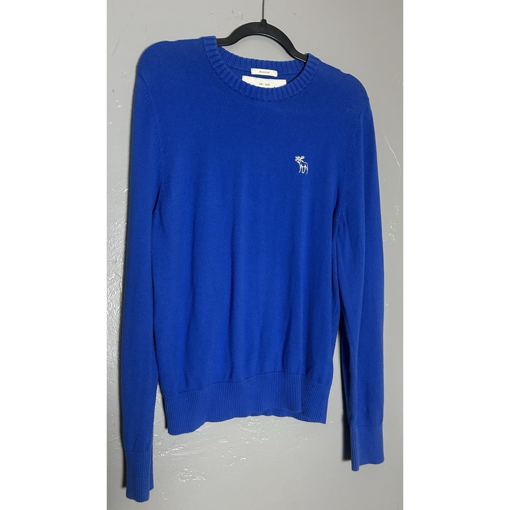 Abercrombie & Fitch Men's Blue Vintage Sweater, Muscle Fit Size XXL Y2K - Picture 3 of 9